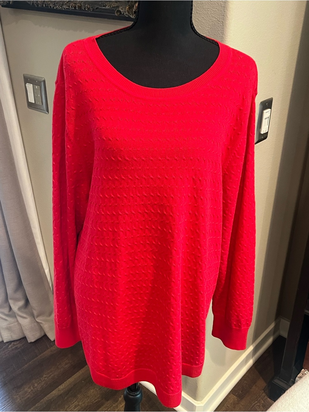 Plus Size NWOT Cable Knit Red Boatneck Pullover Sweater by Style & Co.